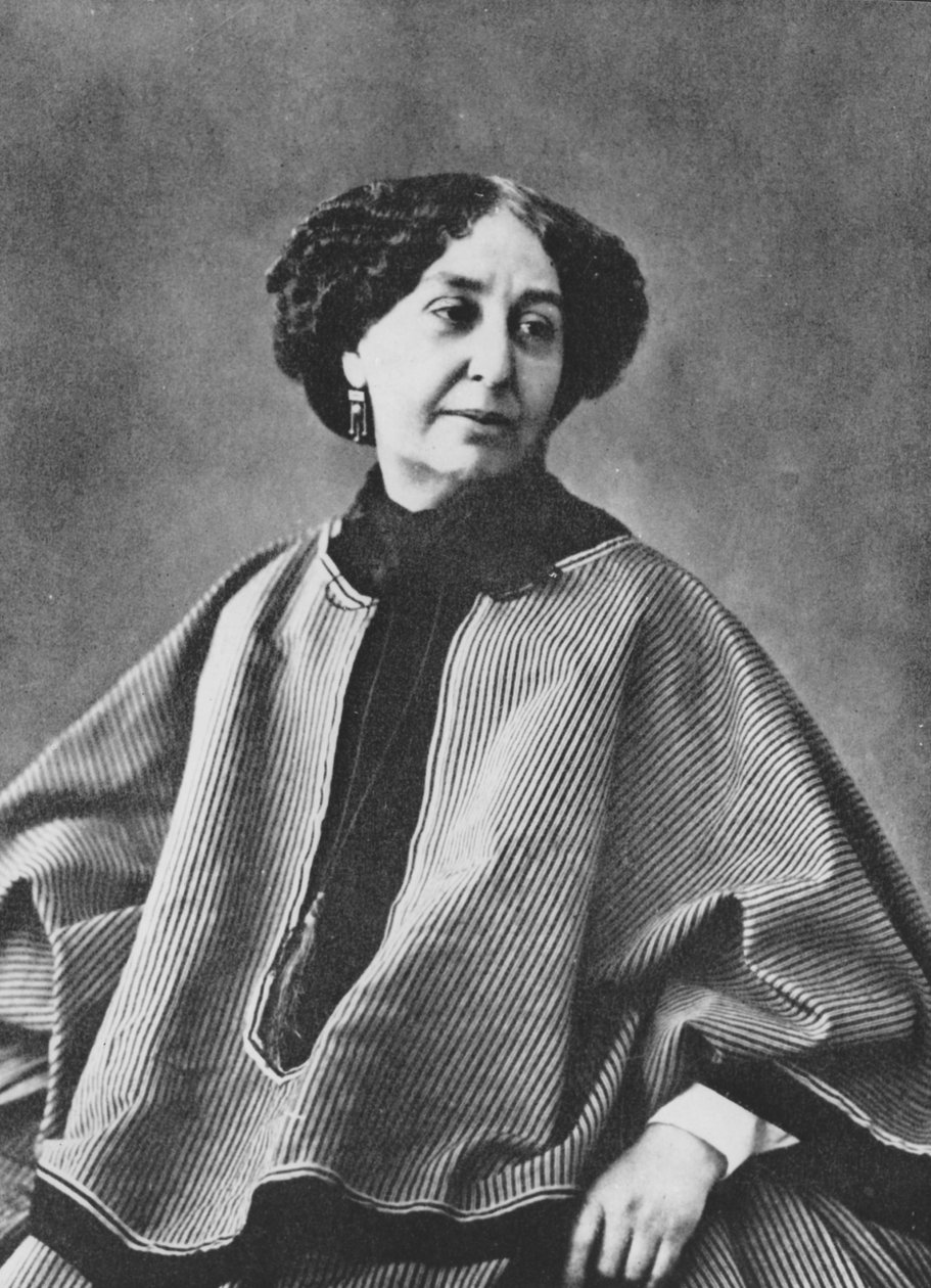 George Sand (Aurore Dupin, Baronne Dudevant) (1804-1876), Fransız yazar, 1865 civarında Nadar tarafından fotoğraflandı by Nadar