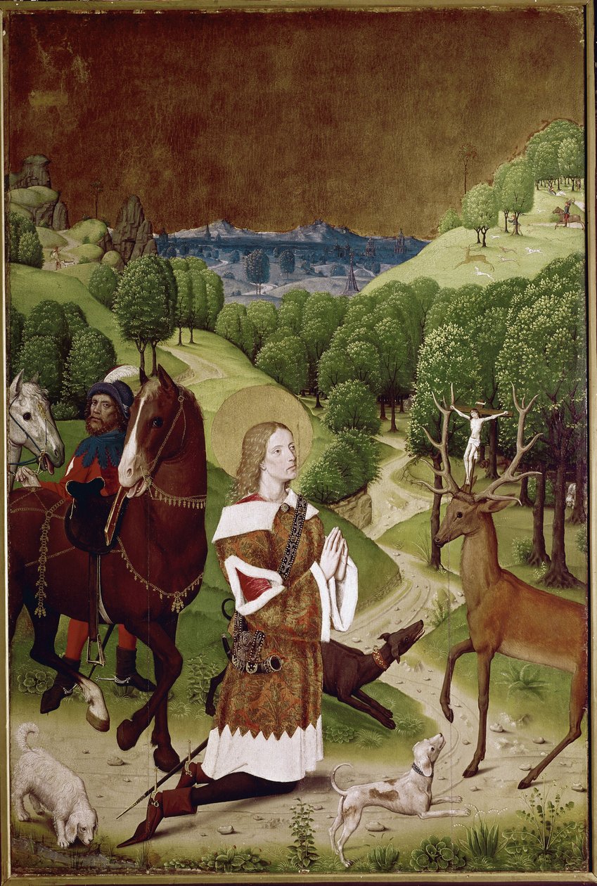 St Hubert dönüşümü (panel üzerinde yağ by (active c.1463 c.1490) Master of Wilten