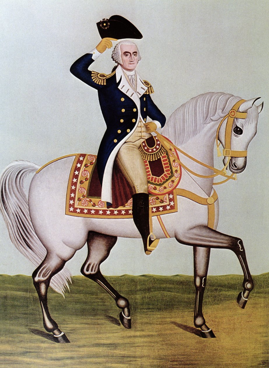 George Washington at sırtında (renkli taş) by (after) American School