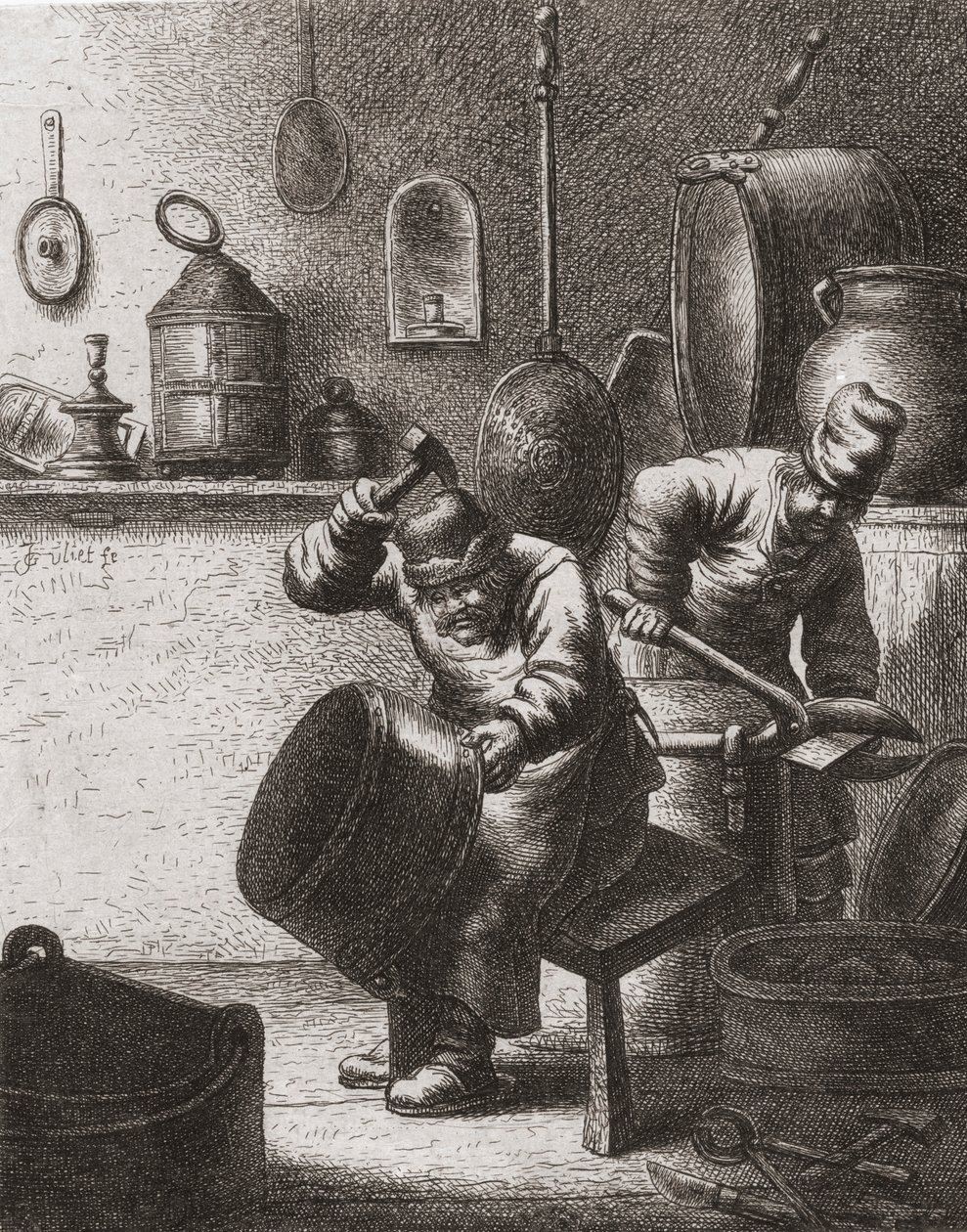 17. yüzyılda iş başında bakırcılar (baskı) by (after) Dutch School