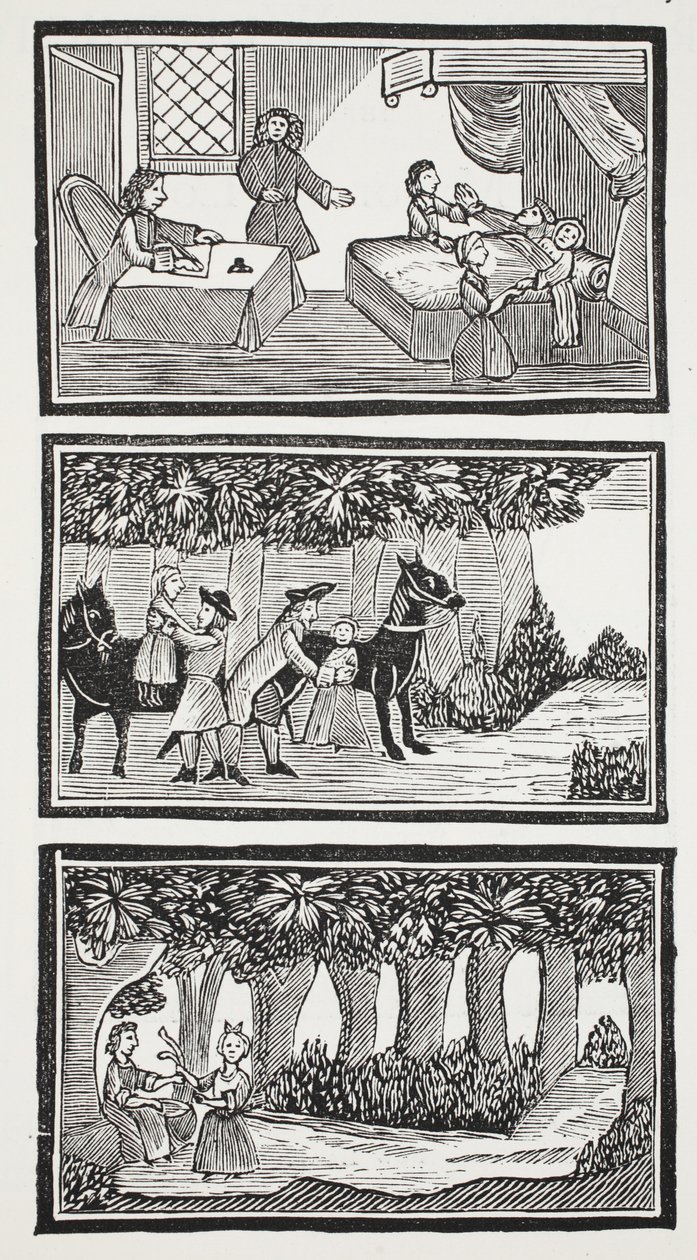 Ormandaki İki Çocuğun Tarihi, John Ashton'ın 'On Sekizinci Yüzyılın Bölüm Kitapları'ndan bir örnek, pub. 1882 (lito) by (after) English School