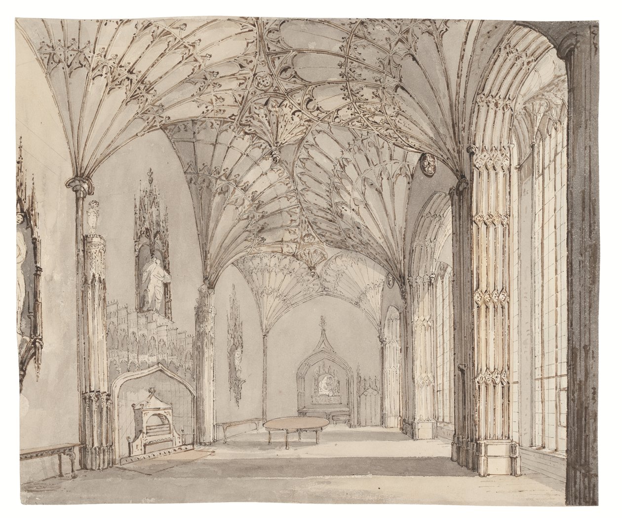 Arbury Hall'daki yemek odası, Nuneaton, Warwickshire, c. 1810 by (after) English School