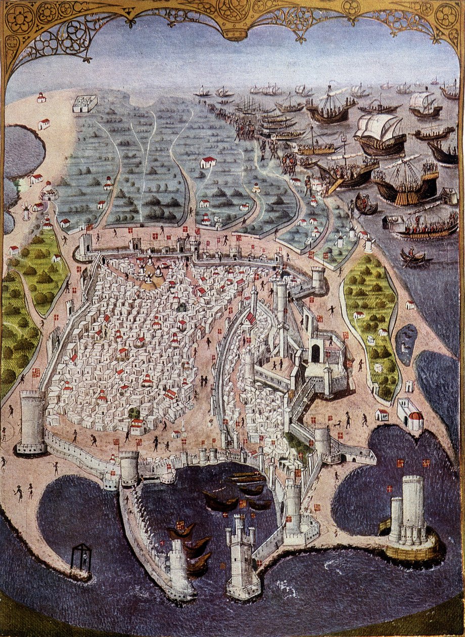 Doğu gemilerinin 1482'de Rodos'a saldırısı - minyatürden sonra. by (after) French School