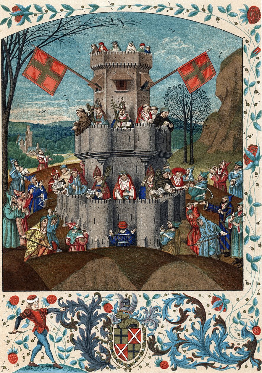 İnanç Kalesi, kafirler ve sapkınlar tarafından kuşatılmış by (after) French School