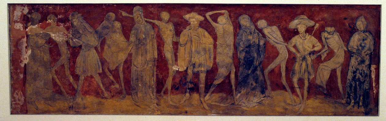 Eski La Chaise-Dieu (Chaise Dieu) manastırı tarafından Louis Yperman (1856 civarı?) tarafından yapılan “La Danse macabre”nin fresk gösterimi 1894. Paris, Anıtlar Müzesi ingilizce by (after) French School