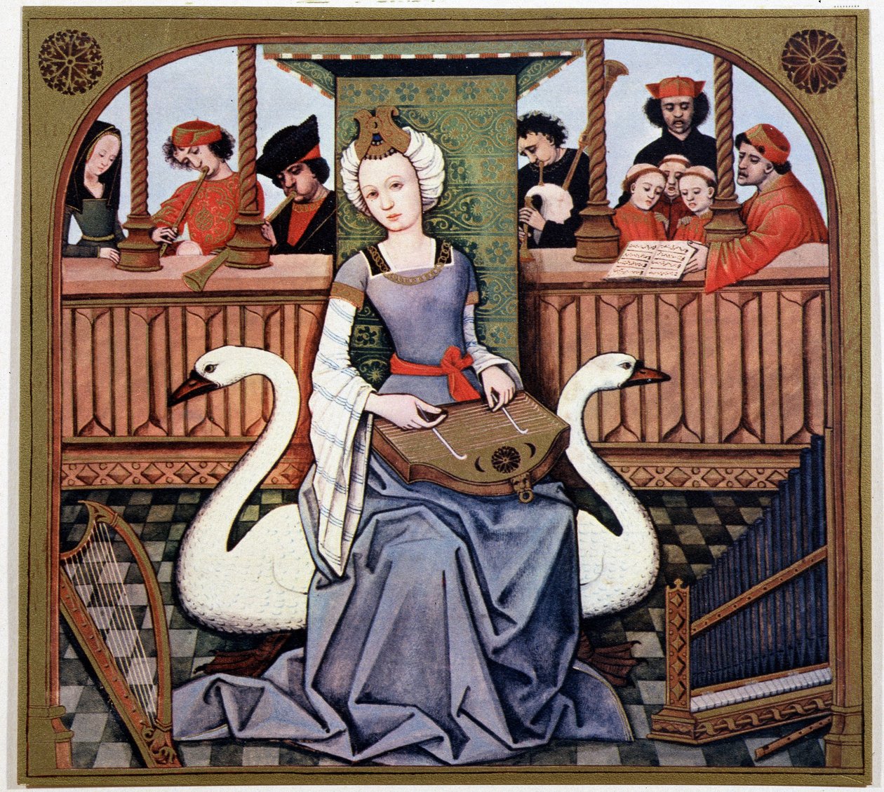Leda ve kuğu - 15. yüzyıl aydınlatmasından by (after) French School