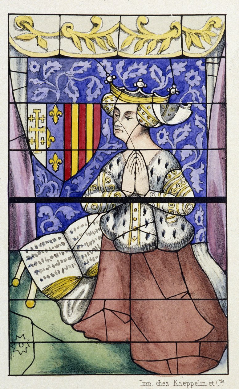 Yolande d'Aragon - Cathedrale St Julien du Mans'ın vitray by (after) French School
