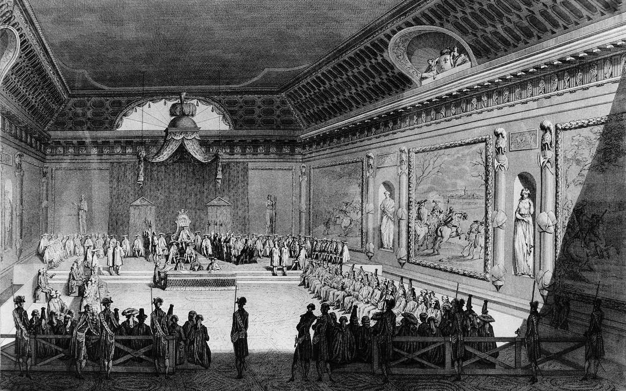 Fransız devriminin ilki: 22 Şubat'ta Versailles'da düzenlenen eşraf meclisi by (after) Girardet