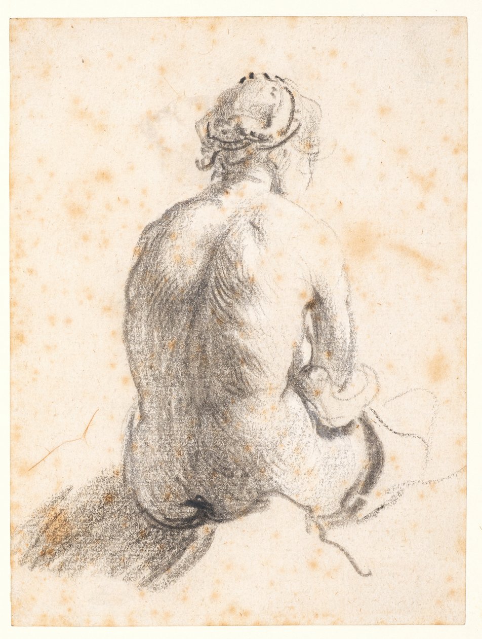Çıplak bir kadın çalışması (kağıt üzerinde grafit) by (attr. to) Rembrandt Harmensz. van Rijn