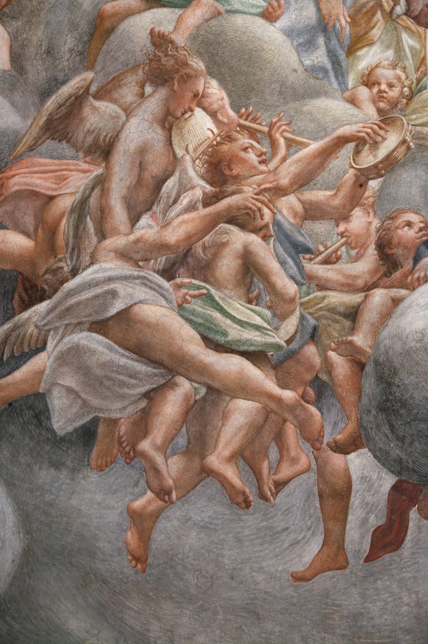 Müzik aletleri çalan açılar, 3660852 detayı by (c.1489 1534) Correggio