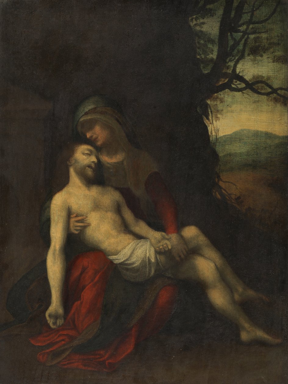 Pietà, c.1520-30 (panelde yağ) by follower of Correggio