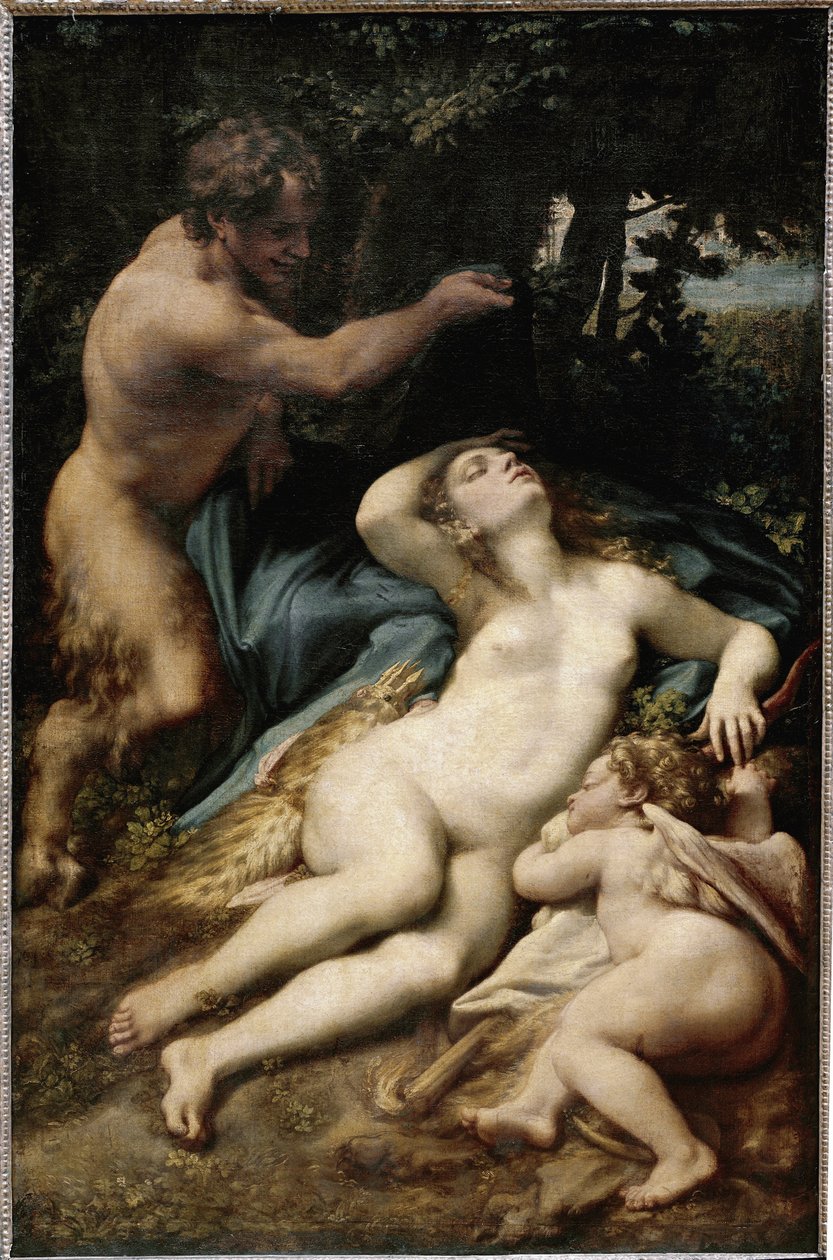 Jüpiter ve Antiope (ya da aşk tanrısı ve satirli Venüs) (tuval üzerine yağlı boya by (c.1489 1534) Correggio