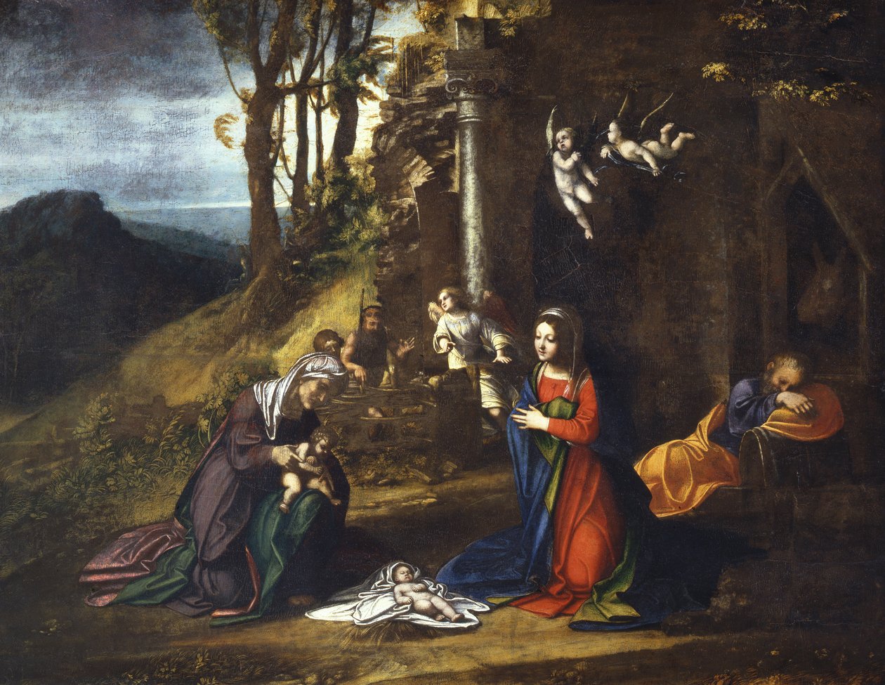 Aziz Elisabeth ve genç Vaftizci Yahya ile İsa'nın Doğuşu by (c.1489 1534) Correggio