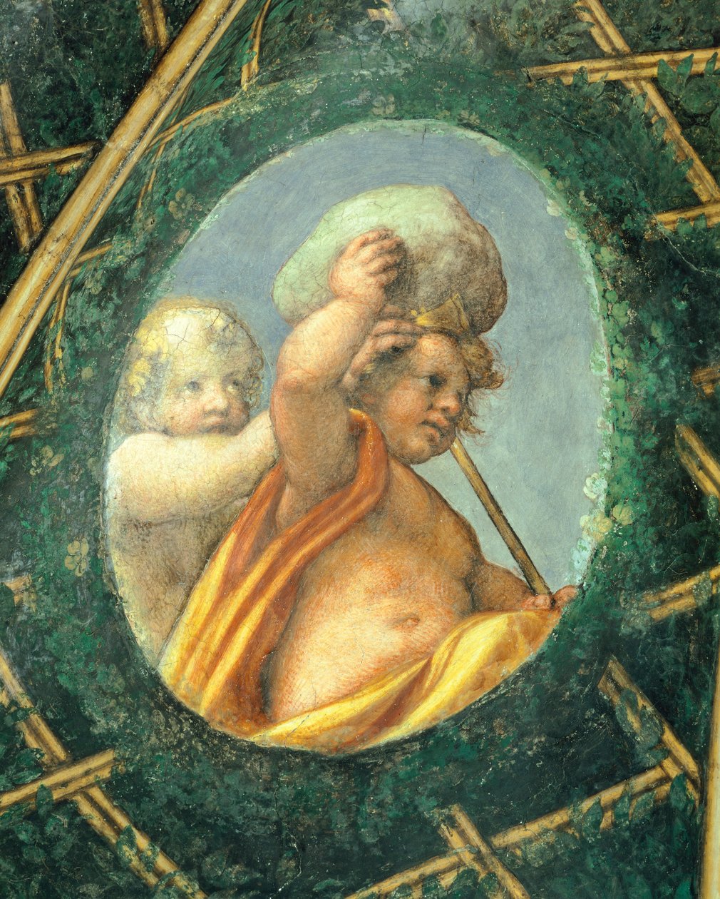 Meleklerle oval, fresk Antonio Allegri Da Correggio (1489-1534) Abbess