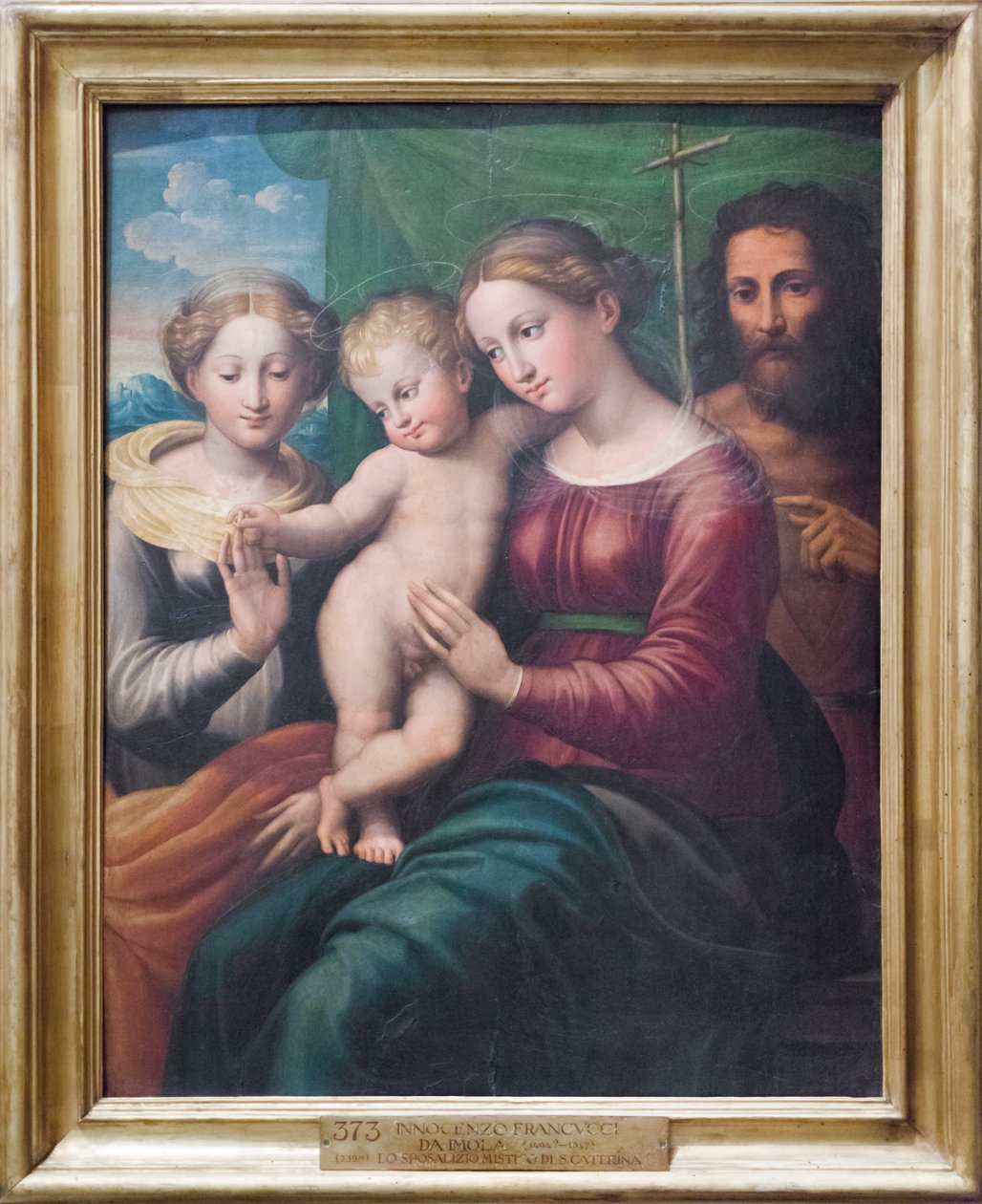 Aziz Catherine'in Mistik Evliliği (panel üzerine yağlıboya) by Innocenzo da Imola