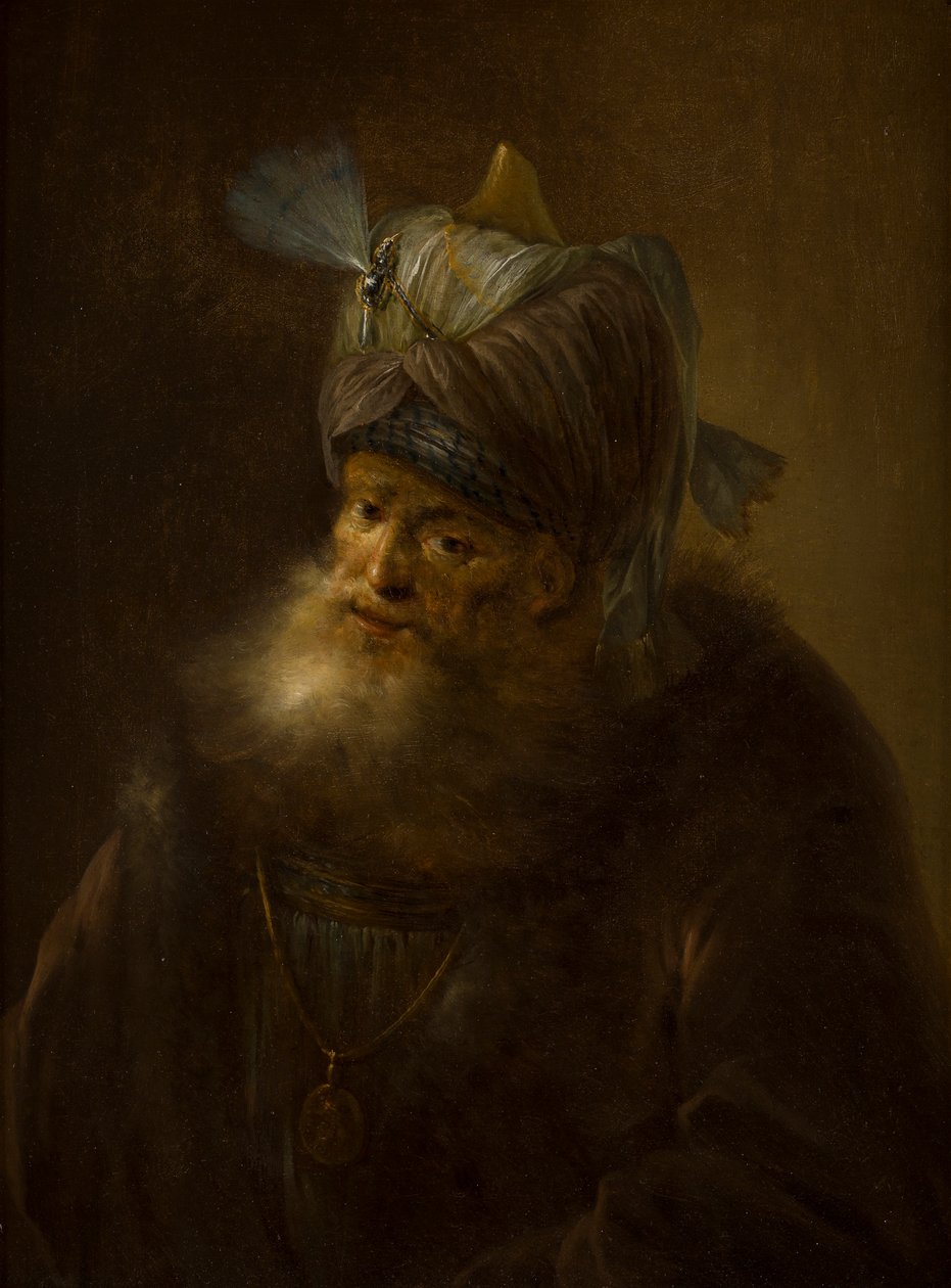 Sarıklı Bir Adamın Portresi (tuval üzerine yağlı boya) by (follower of) Rembrandt Harmensz. van Rijn