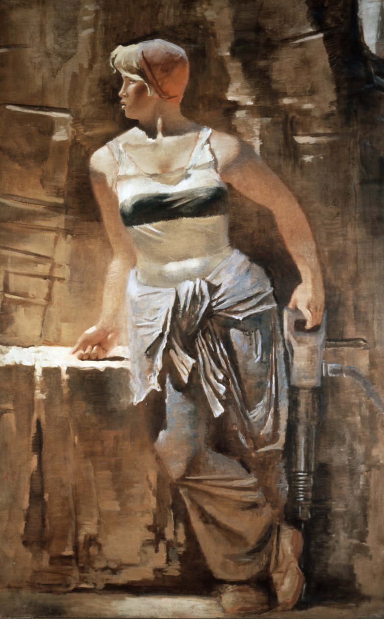 A Girl: Metro-Builder 1937 Tablosu A, Samokhvalov (1894 - 1971), Sosyalist Gerçekçilik. by Unknown