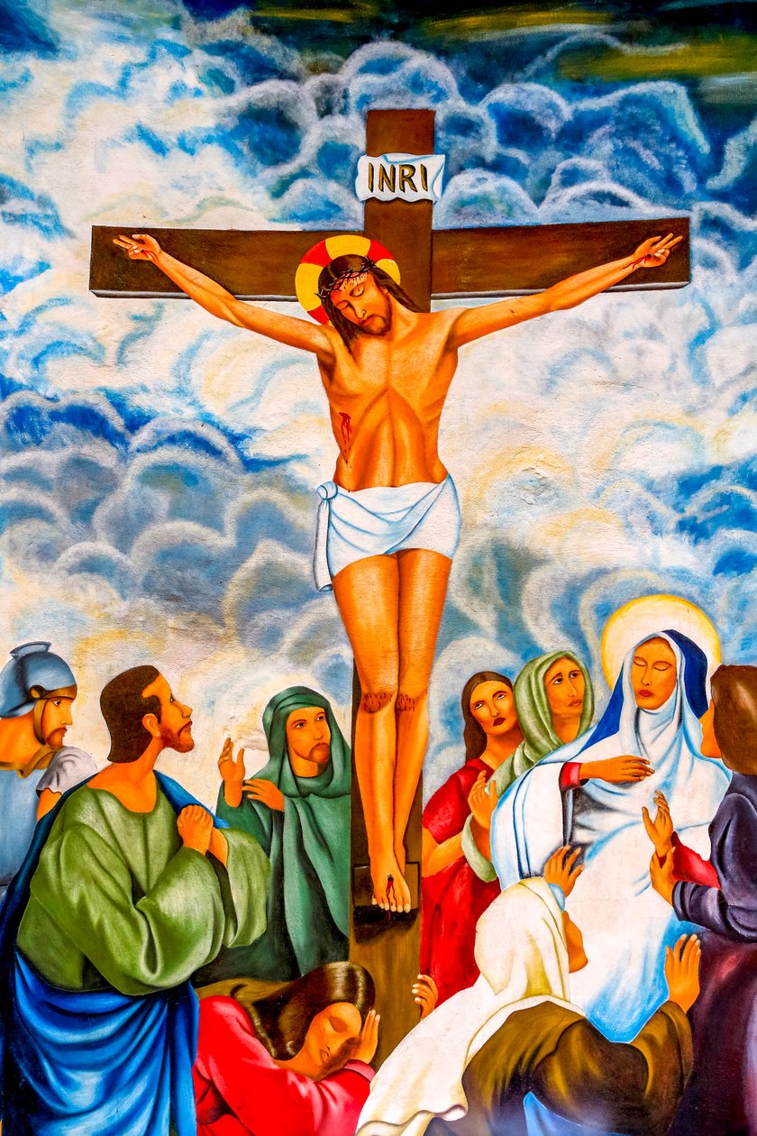Risen Christ de Hedzranawoe Katolik kilise kilisesinde çarmıha germe freski, Lomé, Togo. by Unknown