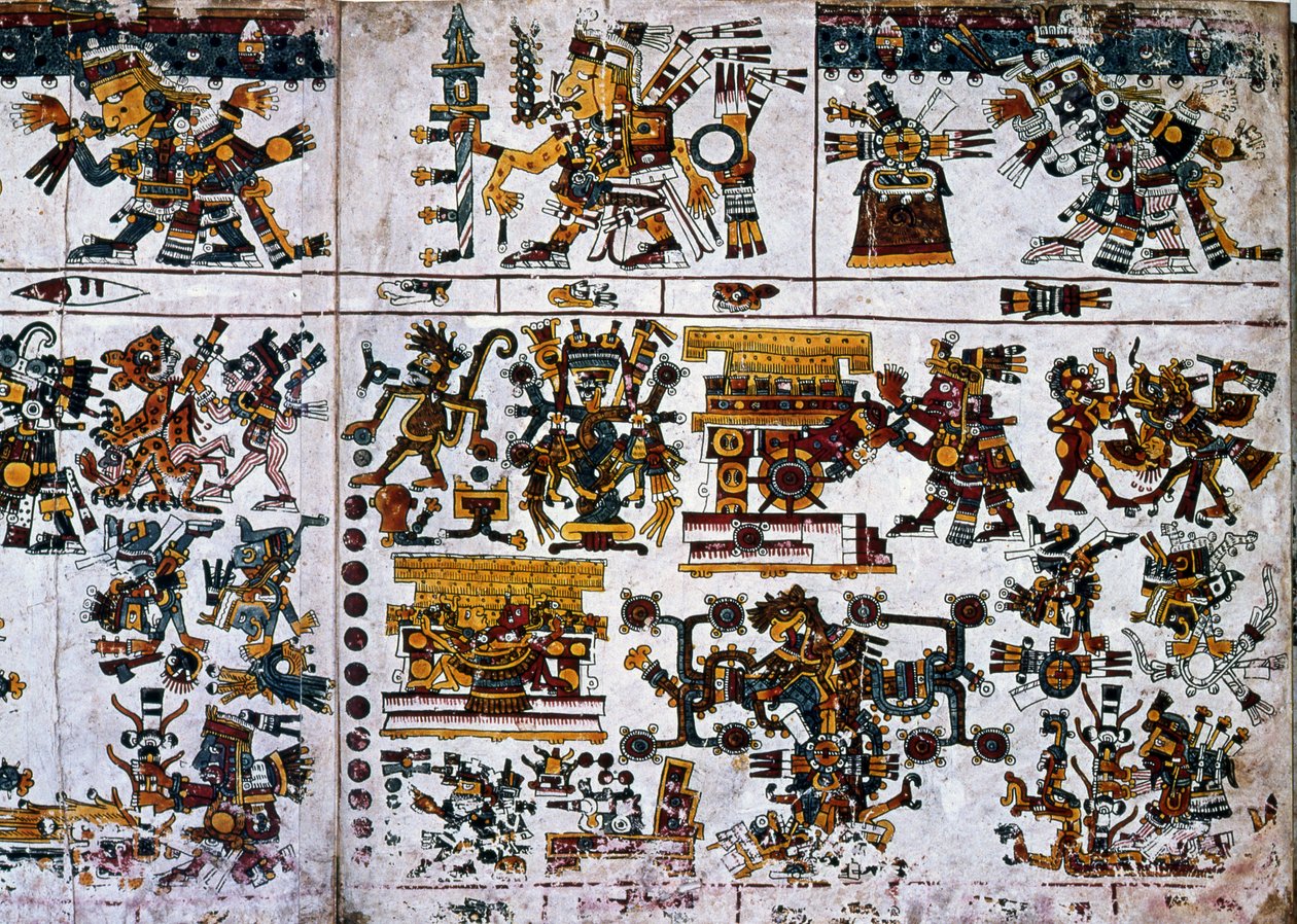 Detail from a facsimile Copy of a page of the Codex Borgia showing the ceremony of the New Fire  by Unknown