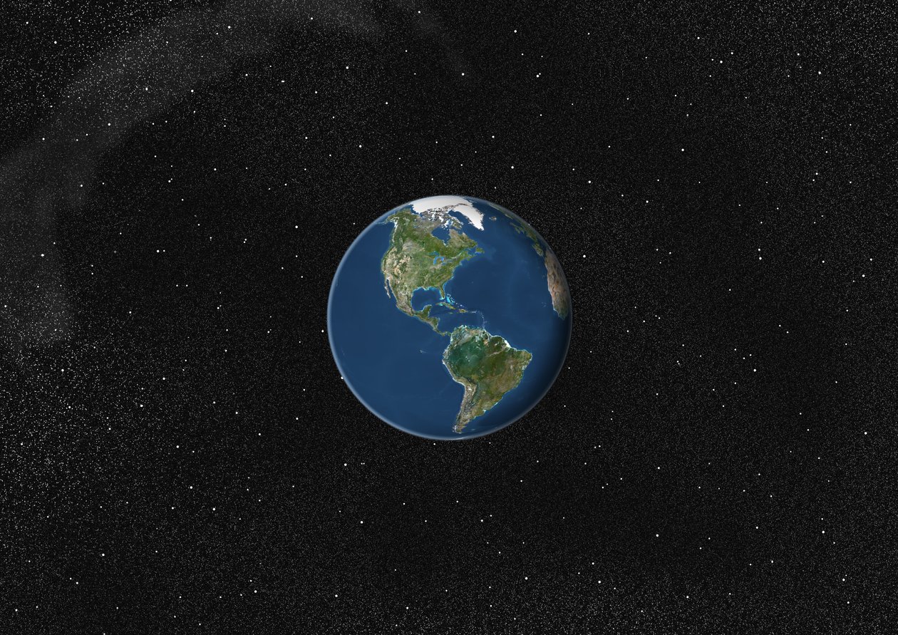 Amerika Merkezli Küre, Gerçek Renkli Uydu Görüntüsü by Unknown