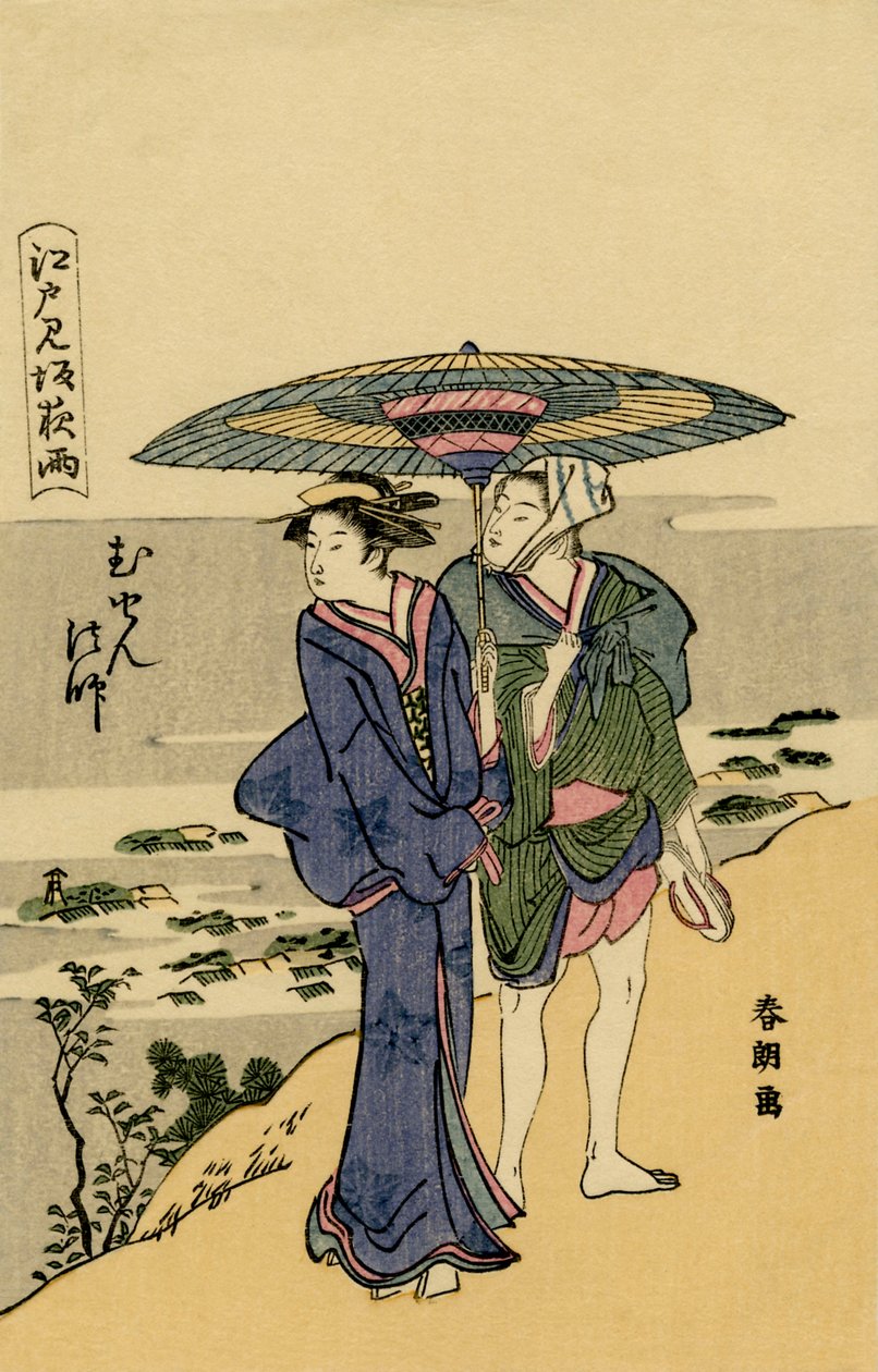 Edo (Tokyo) dışında Japon çift by Unknown