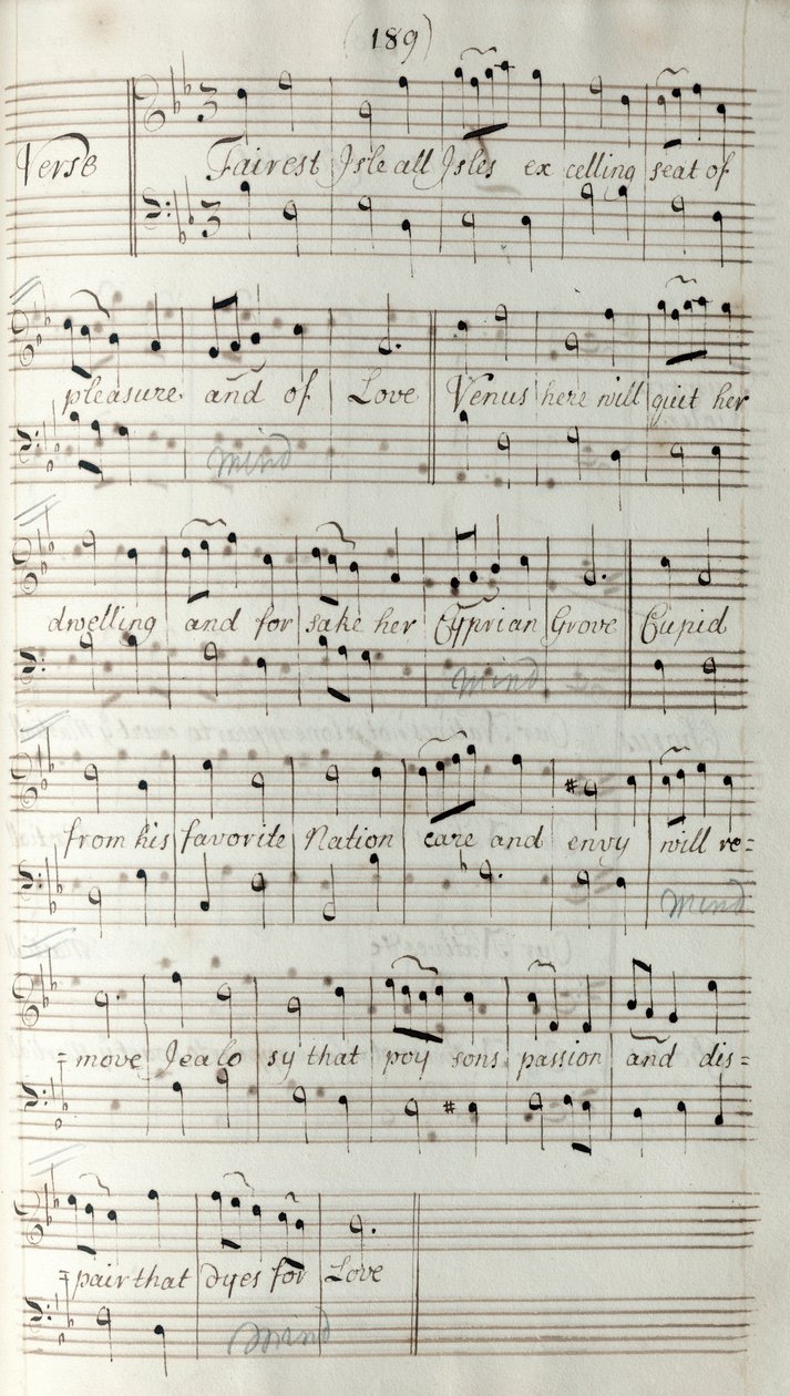 Henry Purcell tarafından Kral Arthur el yazması puanı, by Unknown