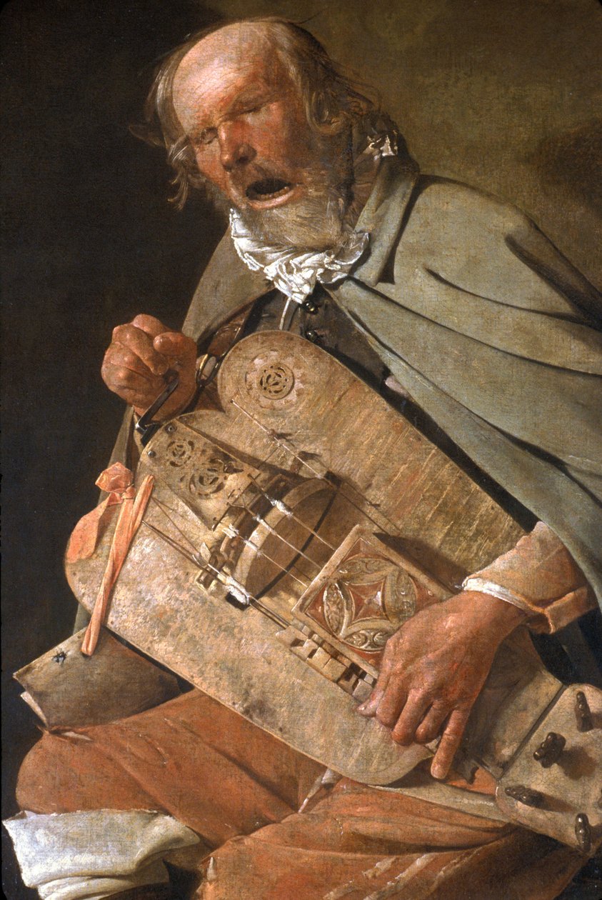 Loire Atlantique N * 093 - NantesMusee des Beaux Arts - “” Le Joueur de Vielle ”” (detay) (Şapkalı Yaşlı Adam veya Sinekli Yaşlı Adam) - Georges de La Tour (1593-1652) yak. 1625 by Unknown