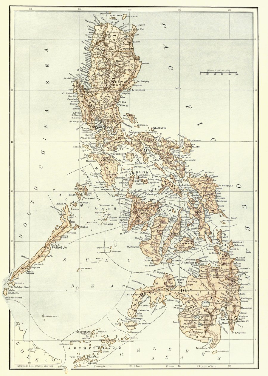 19. yüzyılın sonunda Filipinler haritası. by Unknown