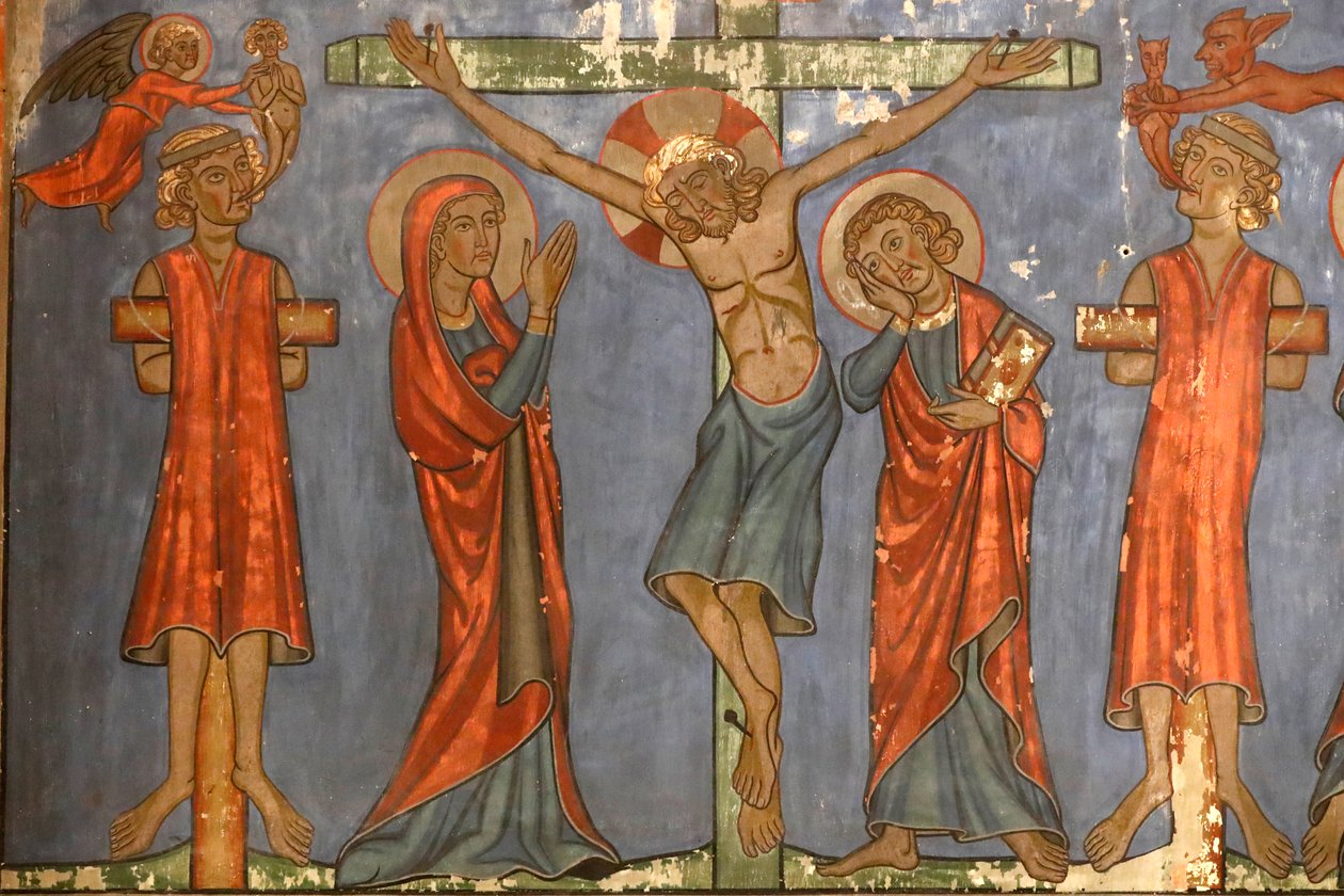 Saint-Pierre-le-Jeune Protestan Kilisesi, Çarmıha Gerilme, İsa çarmıhta, Fresco, Strasbourg, Fransa. by Unknown