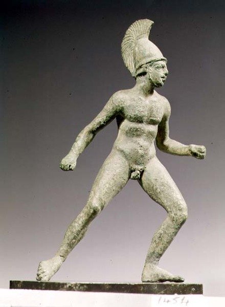 Oileus'un oğlu Ajax'ın tavrındaki sakalsız bir savaşçı heykeli, Roma, MÖ 350-300 (bronz) by Unknown