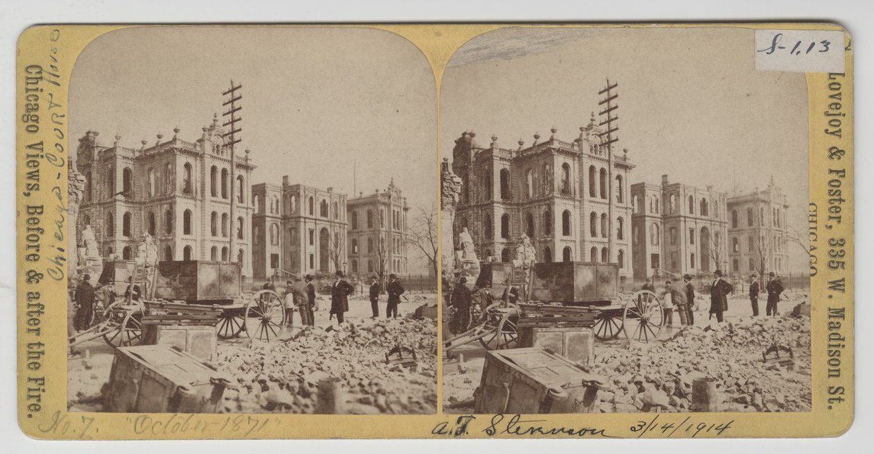 1871 Chicago Yangınından sonra Cook County Adliye Sarayı ve Belediye Binası by American Photographer