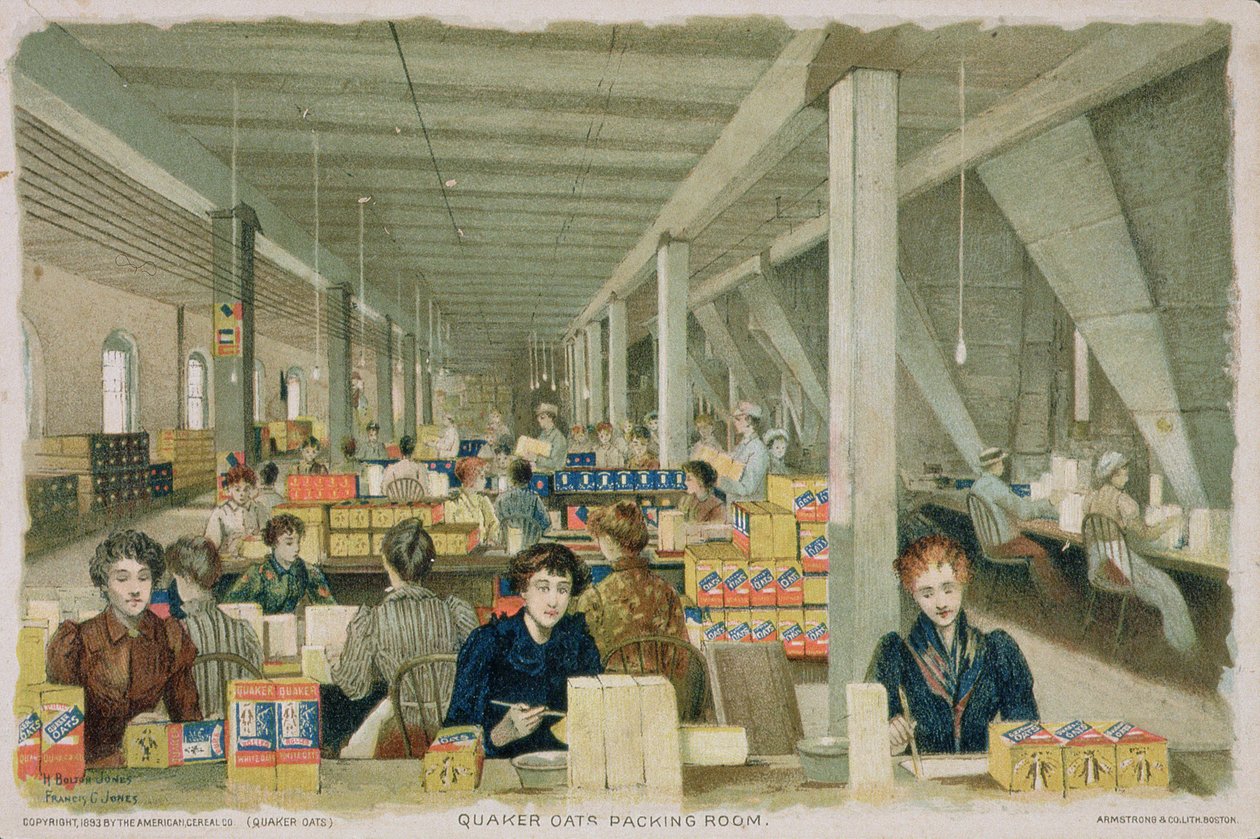 Bir Quaker Yulaf paketleme odası, 1893 by American School