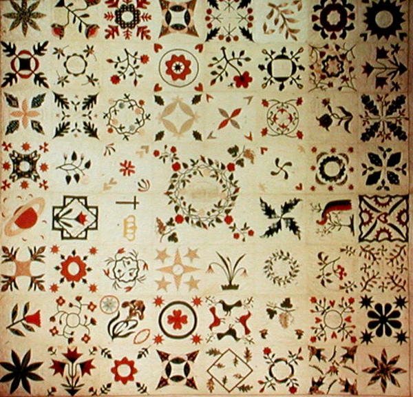 Mary Hill için albüm yorganı, Maltaville, New York, 1847 (pamuk) by American School