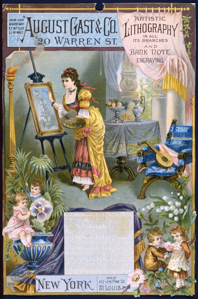 August Gast & Co., Sanatsal Litografi ve Banknot Gravür (renkli taş [ticari kart]) by American School