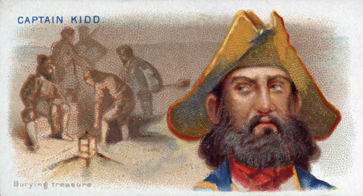 Sigara Kartı Kaptanı Kidd, Burying Treasure, İspanyol Korsanları serisinden (N19), pub. 1888 by American School