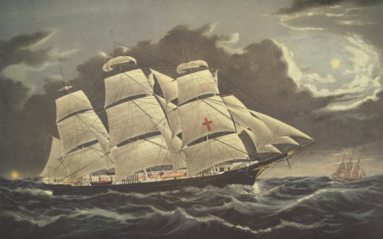 Clipper Gemi Korkusuz Tuskar Light, pub. 1856, Köri & Ives by American School