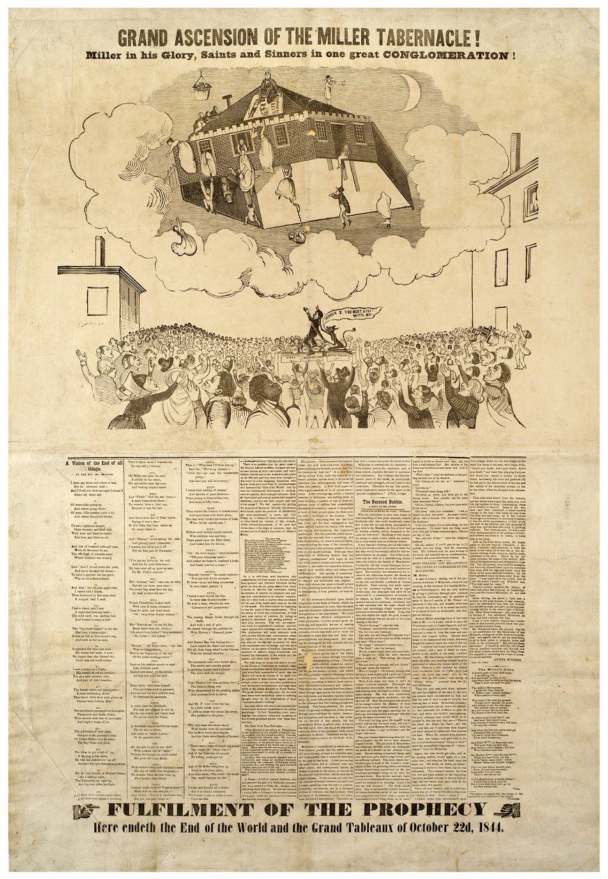 Miller Çadırının Büyük Yükselişi, Broadside Dünyanın Sonunu tasvir ediyor, 1844 by American School
