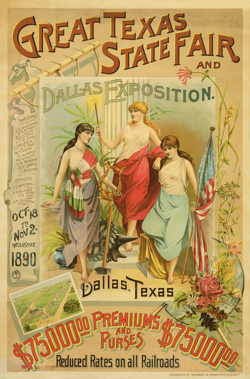 Great Texas State Fair Posteri, 1890 by American School