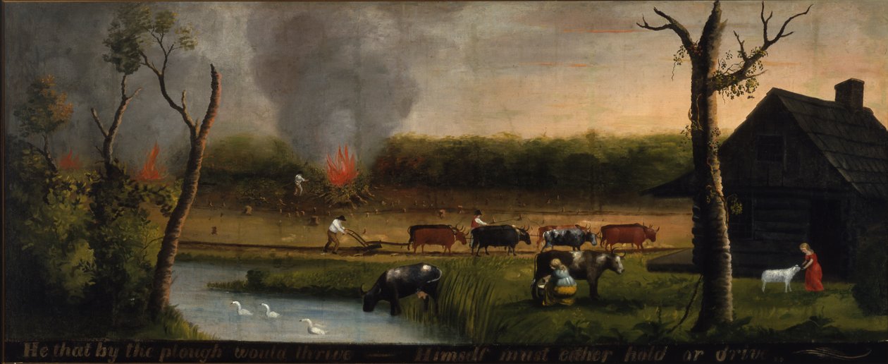 Sabanla büyüyecek olan mı? Kendisi ya tutmalı ya da sürmeli, c.1825-50 by American School