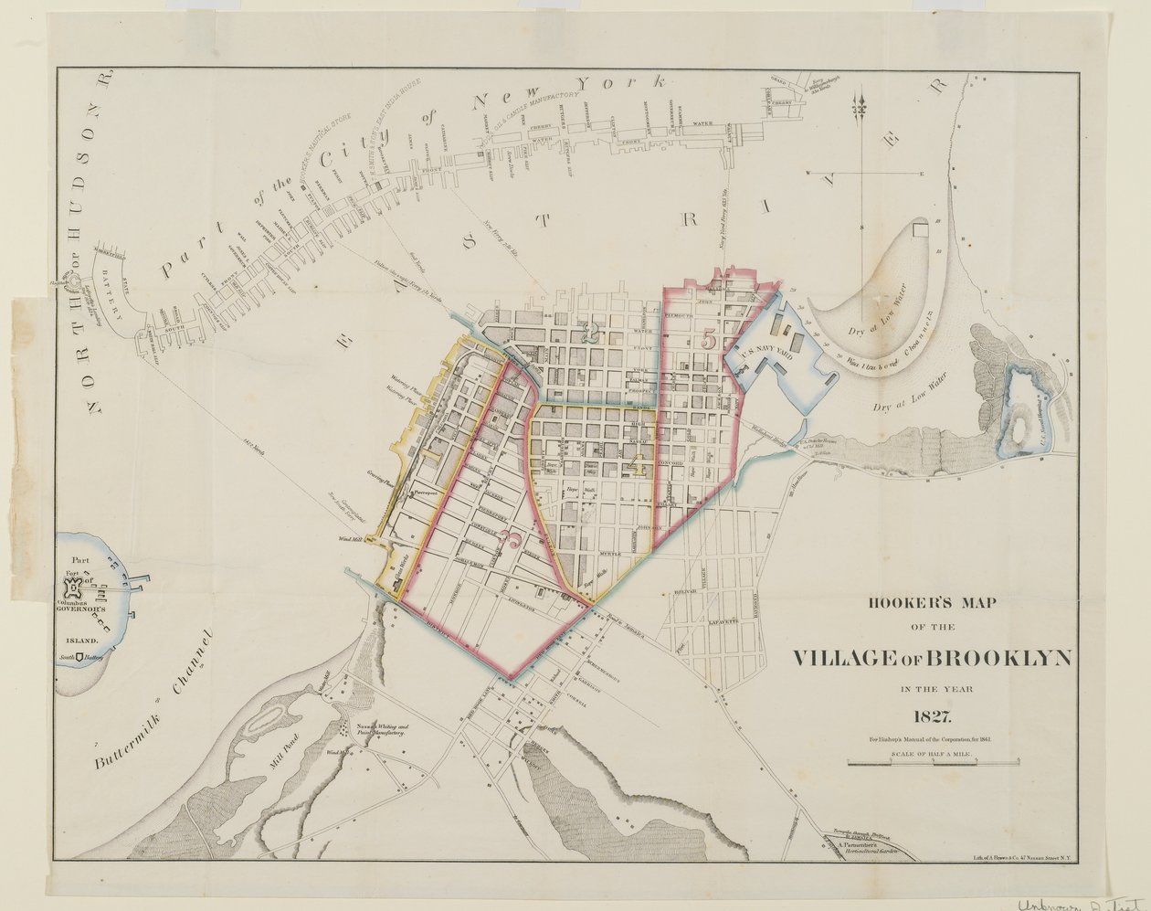 Brooklyn köyünün fahişeler haritası, 1861 (wc ile gravür) by American School