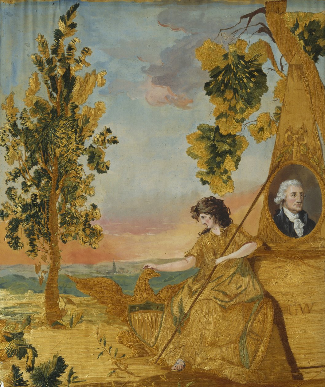 Anıt İşlemeli Resim, c. 1805-1815 (ipek, keten ve guaş) by American School