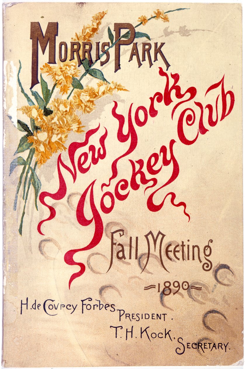 Morris Park, New York Jokey Kulübü, Güz Toplantısı, 1890, 1890 (litografi kitapçık kapağı) by American School