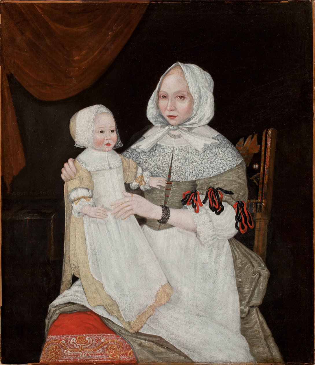 Bayan Elizabeth Freake ve Baby Mary, c.1671-74 (çift için bkz. 183405) by American School