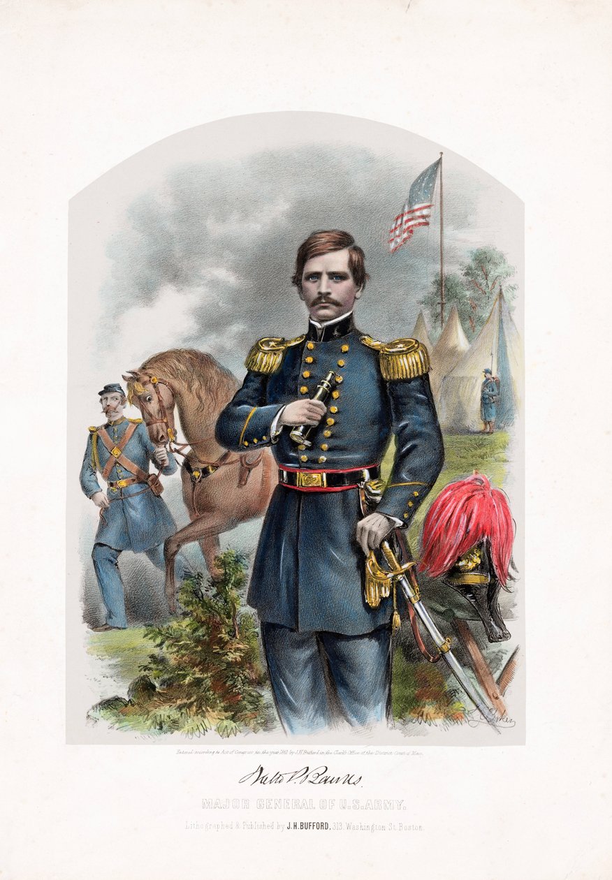 Nathaniel P. Banks, ABD Ordusu Tümgenerali, pub. 1861 by American School