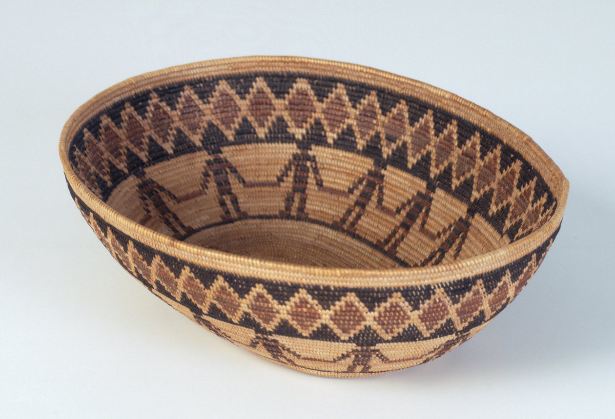 Oval Basket, Yokuts Culture, c.1990-15 (atel söğüt çubukları, saz kökü, eğrelti otu kökü ve erguvan) by American School