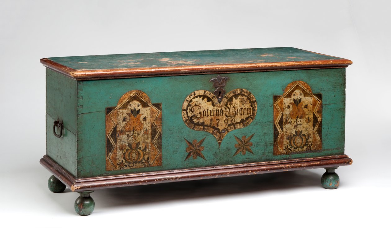 Boyalı sandık, c.1790 (boyalı çam) by American School