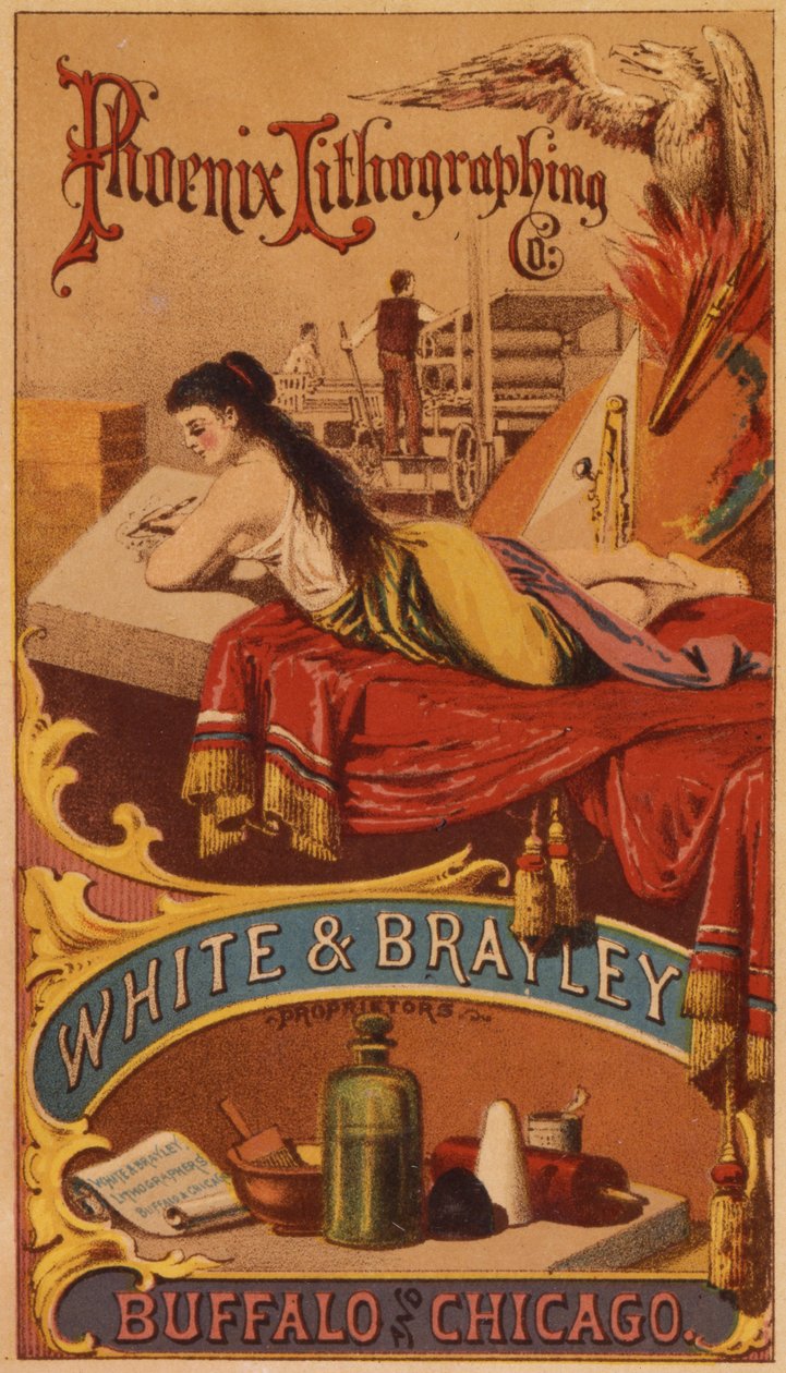 Phoenix Lithographing Co., White & Brailey Proprietors, Buffalo ve Chicago (renkli taş [ticari kart]) by American School