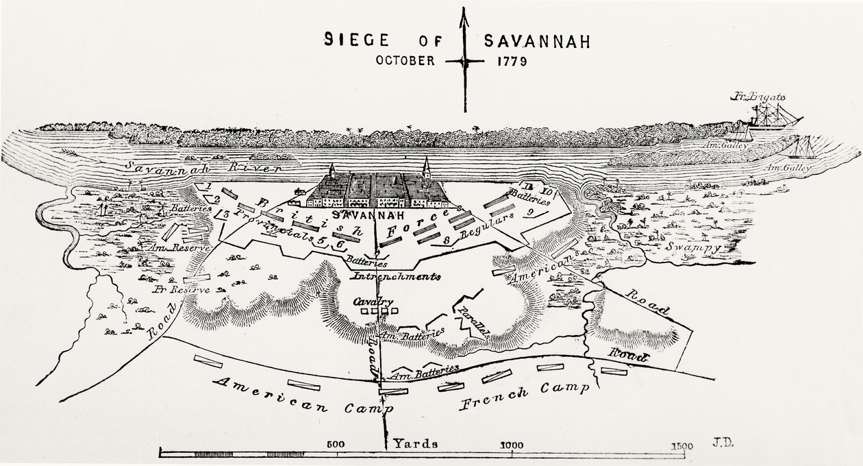 Savannah Kuşatması Planı, Ekim 1779 by American School