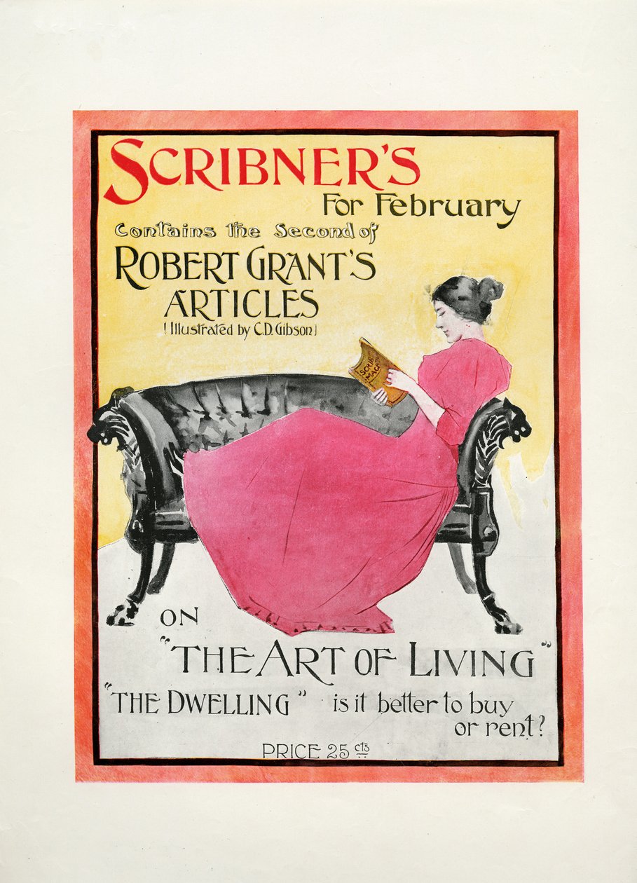 Şubat 1895 için Scribners, Robert Grants Makalelerinin ikincisini C.D. Gibson, The Art of Living, The Dwelling: satın almak mı kiralamak mı daha iyi?, 1895 (basılı) üzerine by American School