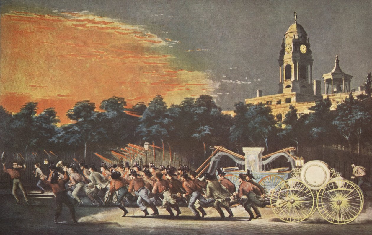 Bir İtfaiyecinin Hayatı - Yarış, pub. 1854, Köri & Ives by American School